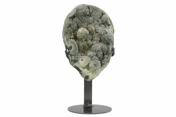 Sparkling Druzy Quartz Geode Section With Metal Stand - Uruguay #233936